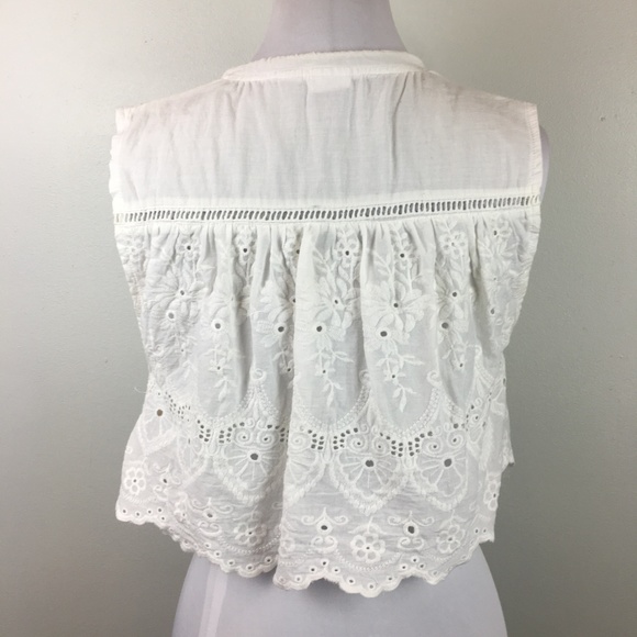 Somedays Lovin M Ivory eyelet lace boho crop top - Picture 5 of 8